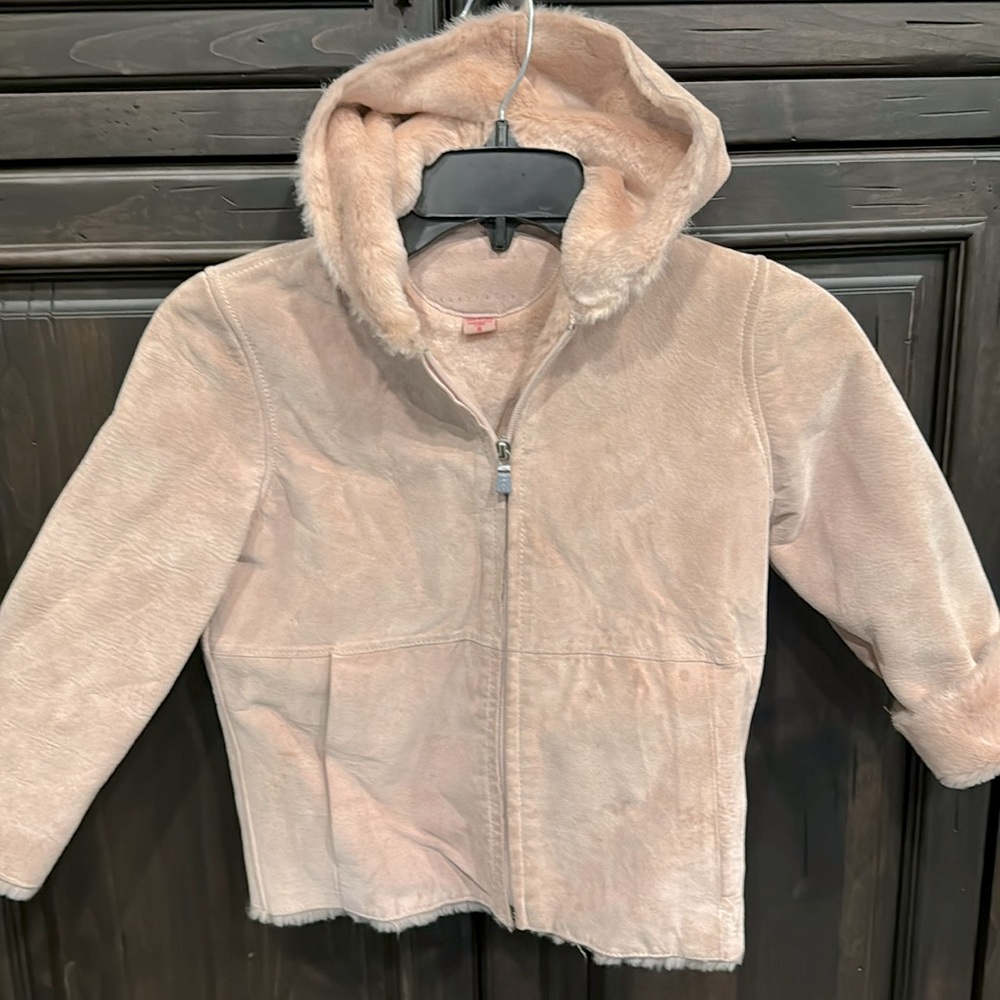 Ugg suede and faux fur pink bomber jacket sz 6
